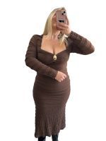 Φόρεμα midi καφέ