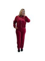 Σετ βελουτέ φόρμα με ζακέτα μπορντό 