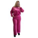 Σετ βελουτέ φόρμα με ζακέτα φούξια