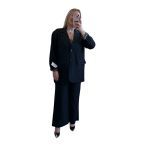 Κοστούμι μαύρο με λεοπάρ φόδρα 