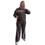 Σετ φόρμας λέοπαρ καφέ με ρίγες ροζ