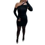 Φόρεμα μαύρο με αποσπώμενο μανίκι