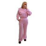 Σετ τοπ με βάτες και παντελόνι ροζ