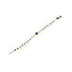 Βραχιόλι ατσάλινο χρυσό με χάντρες τιρκουάζ και ματάκια