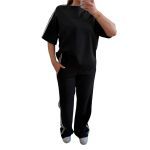 Σετ παντελόνι με κοντομάνικη μπλούζα μαύρο με λευκή ρίγα