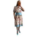 Φόρεμα σεμιζιέ κοντομάνικο φλοράλ