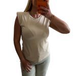 Μπλούζα αμάνικη με βάτες μπεζ