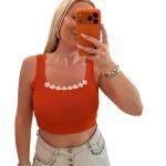 Crop top με μαργαρίτες πορτοκαλί