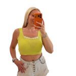 Crop top με μαργαρίτες lime