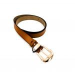 Ζώνη δερμάτινη ταμπά με χρυσή αγκράφα