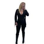 Ολόσωμη φόρμα μαύρη μακρυμάνικη με κρόσσια 