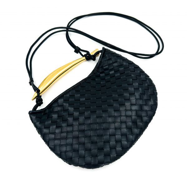 Τσάντα τύπου BOTTEGA VENETA μαύρη μεσαίο μέγεθος