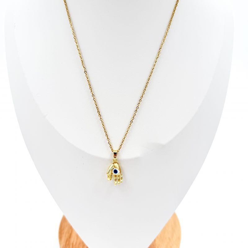 Φωτογραφία από Κολιέ ατσάλινο χέρι χρυσό με μάτι