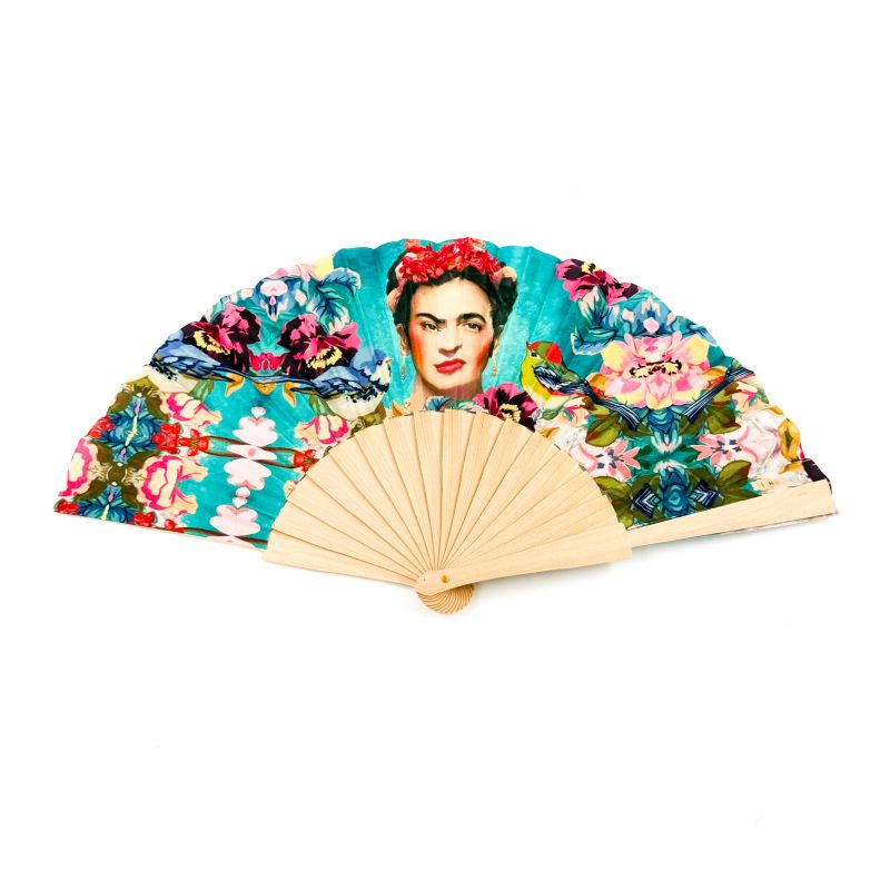 Φωτογραφία από Βεντάλια ξύλινη Frida kahlo πετρολ