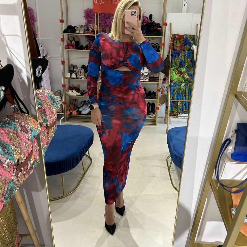 Φωτογραφία από Chic dress μπορντό με μπλε
