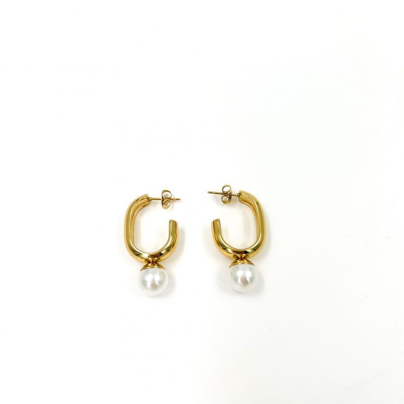 Φωτογραφία από Σκουλαρίκια ατσάλινα με πέρλα χρυσό