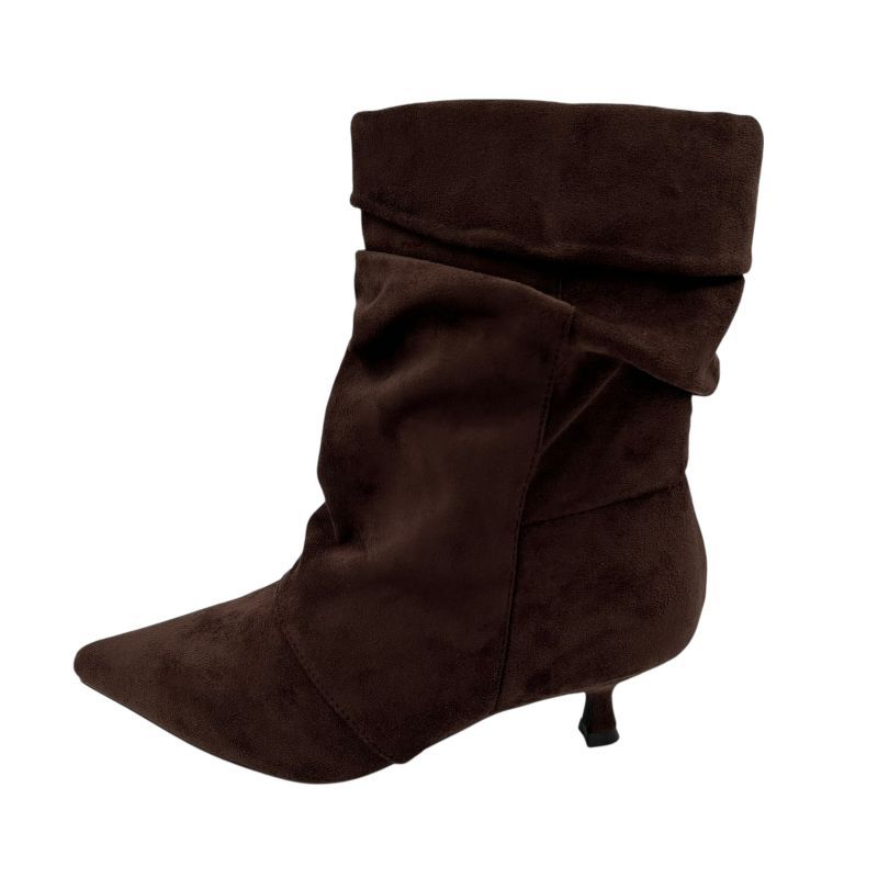Φωτογραφία από Μποτάκι σουέτ καφέ kitten heel