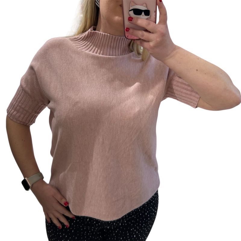 Μπλούζα πλεκτή κοντομάνικη ροζ Φωτογραφία από Μπλούζα πλεκτή κοντομάνικη ροζ