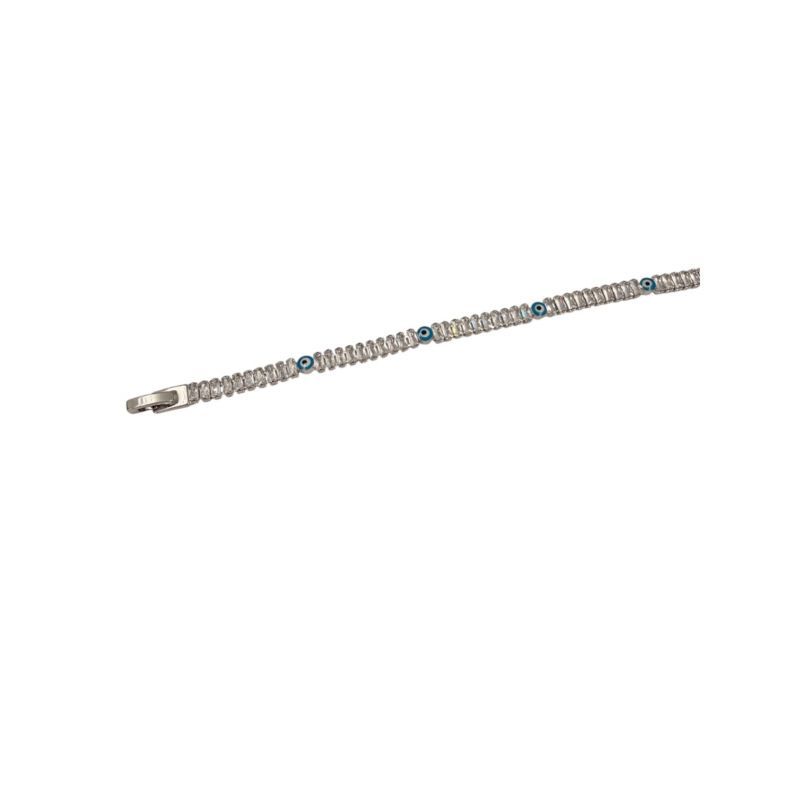 Φωτογραφία από Βραχιόλι ατσάλινο ασημί με ματάκια και στρας