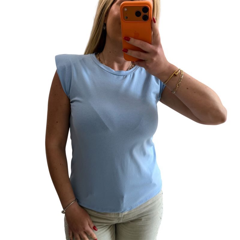 Φωτογραφία από Μπλούζα αμάνικη με βάτες γαλάζιο