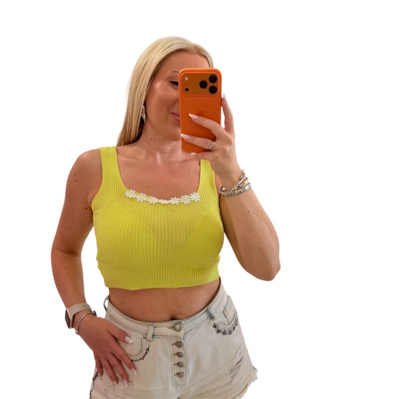 Φωτογραφία από Crop top με μαργαρίτες lime